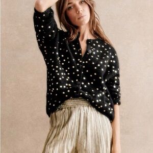 sezane Black and Gold Polka Dot Cardigan new with tags